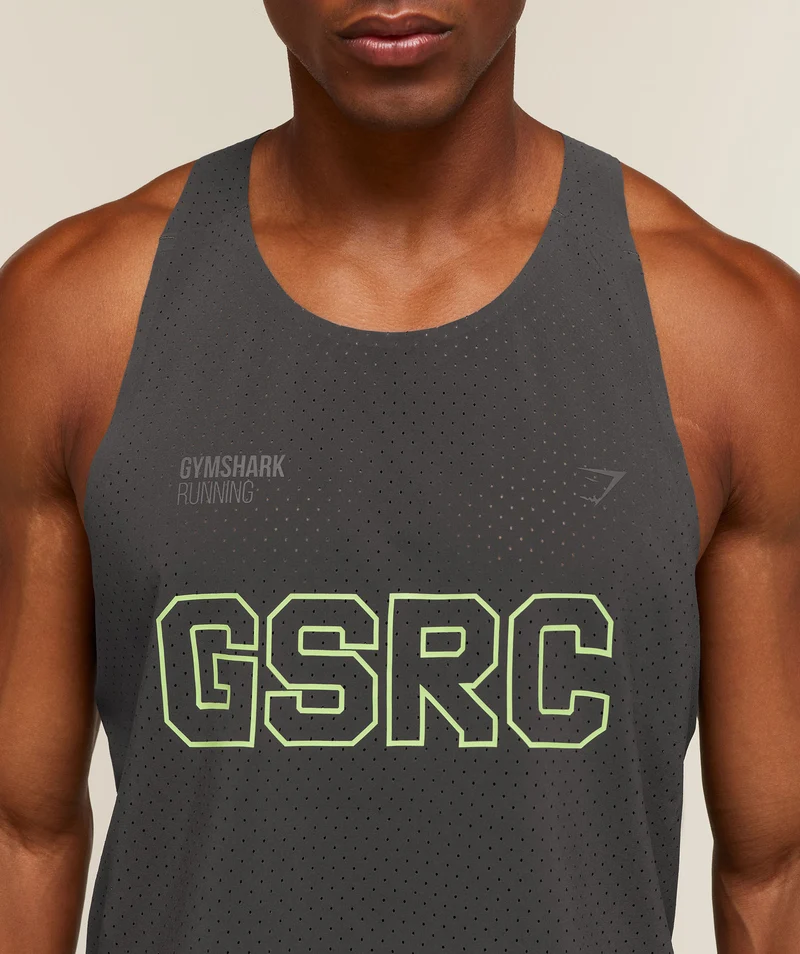 Gymshark Running Elite Boxy Race Vest - Onyx Grey/Pace Green
