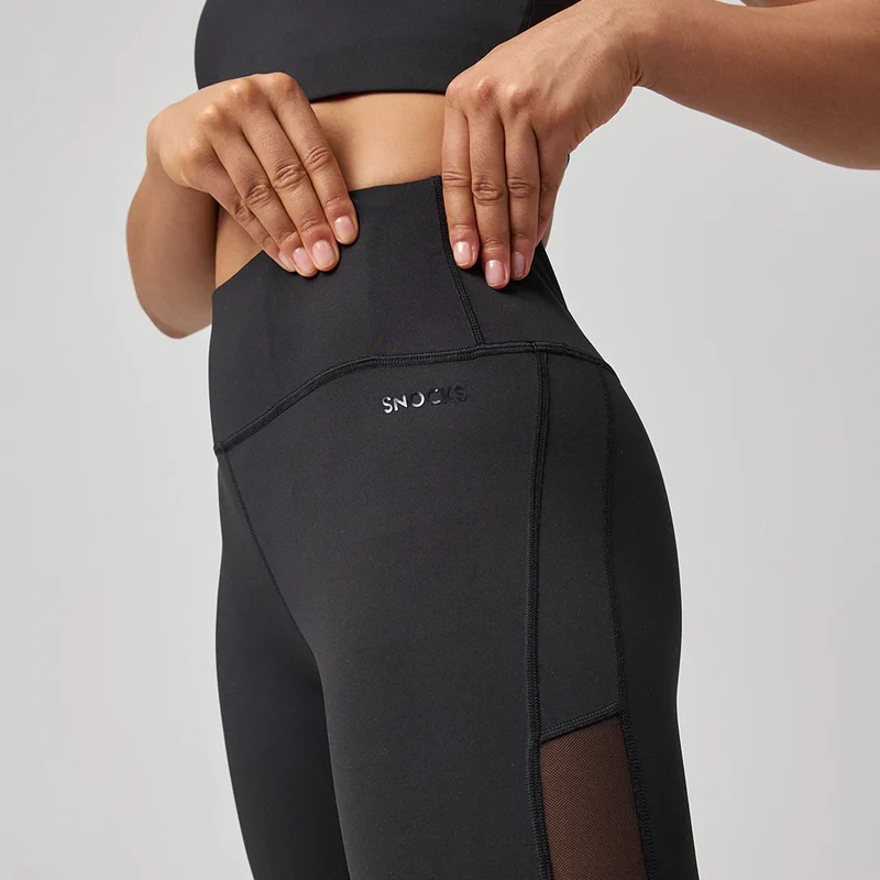 High Waist Leggings Mesh | Schwarz