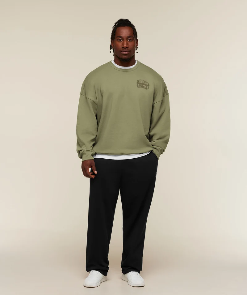 Gymshark Faded Lifting Graphic Sweatshirt - Grounded Green