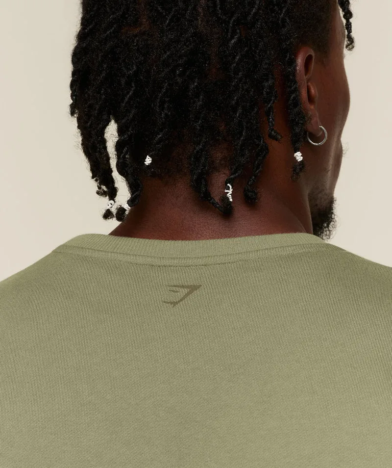 Gymshark Faded Lifting Graphic Sweatshirt - Grounded Green
