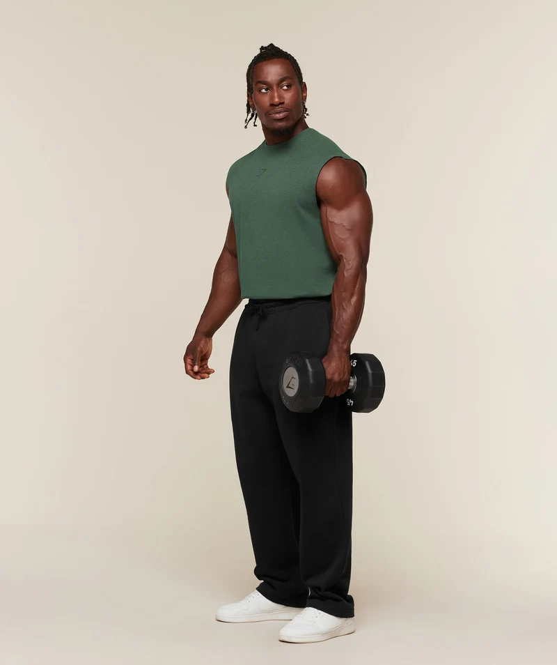 Gymshark Power Cut Off Tank - Bros Earth Green Marl