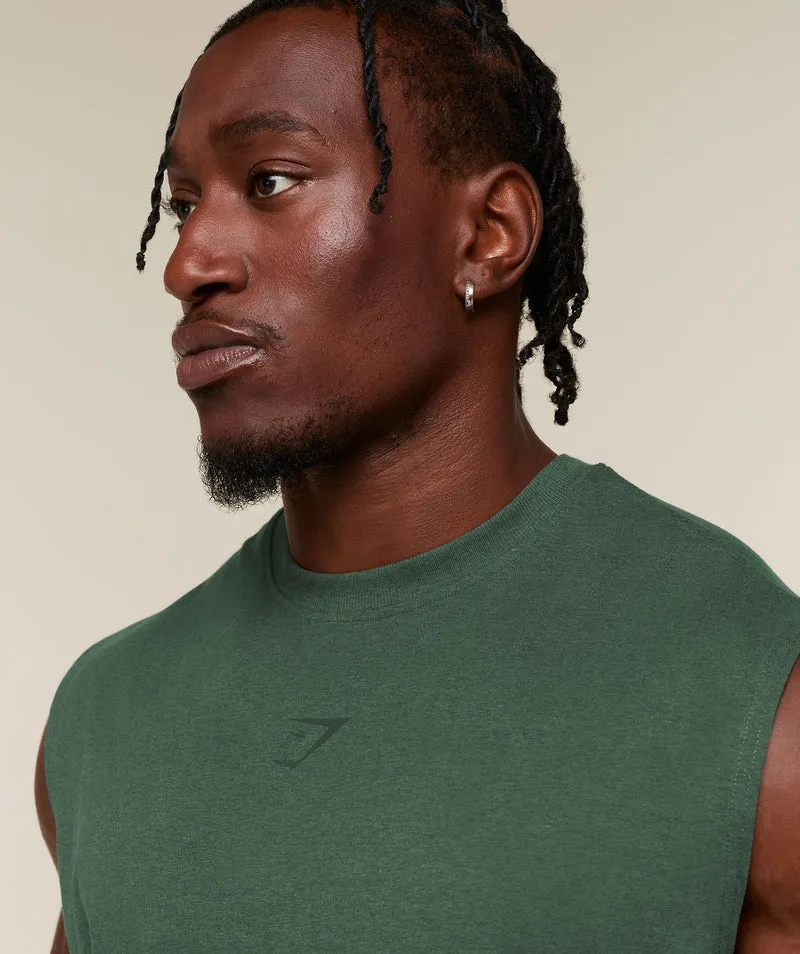 Gymshark Power Cut Off Tank - Bros Earth Green Marl