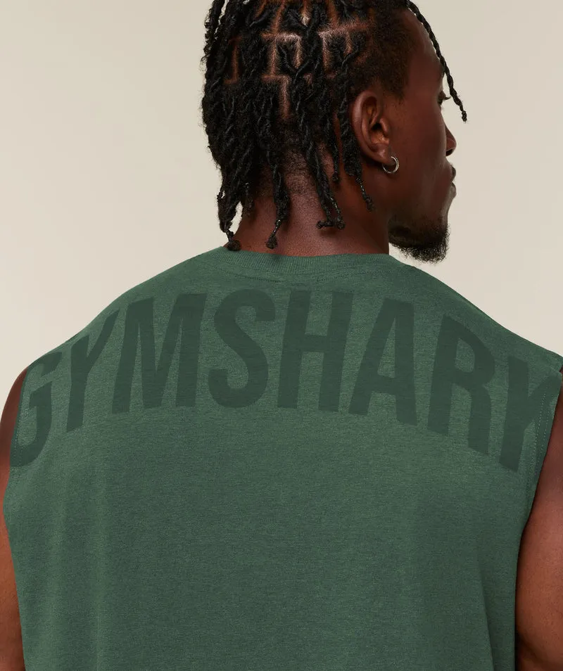 Gymshark Power Cut Off Tank - Bros Earth Green Marl