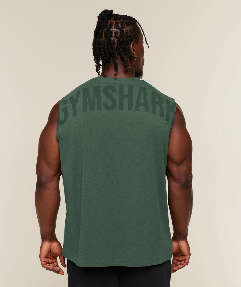 Gymshark Power Cut Off Tank - Bros Earth Green Marl