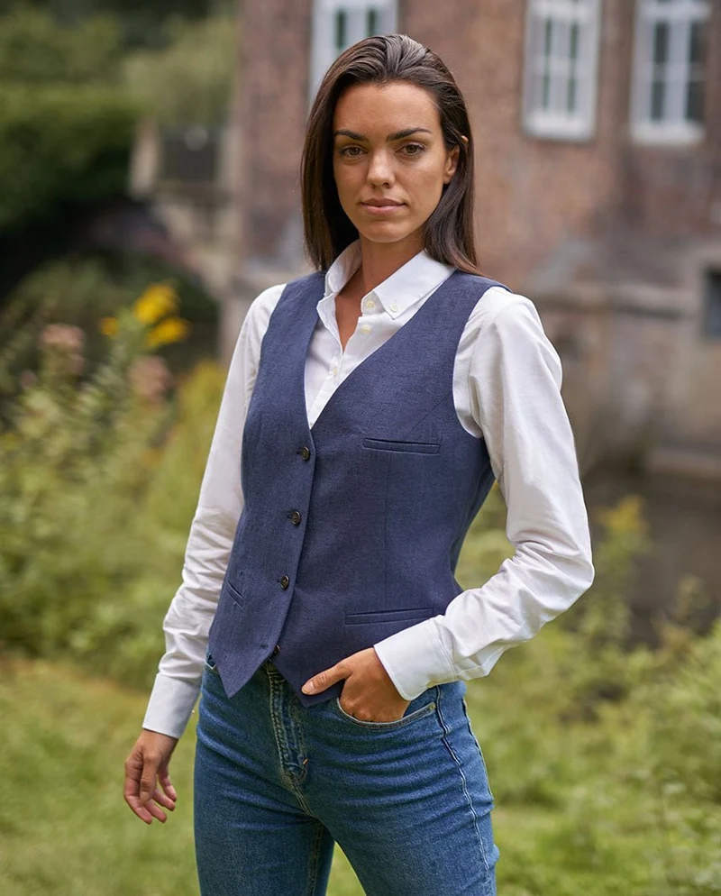 Moderne Leinenweste "Lea" in navy
