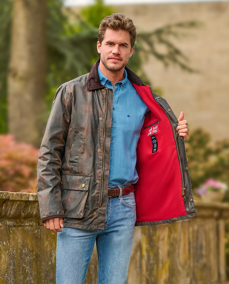 Leichte Herren Wachsjacke "Starberg" im klassischen Tartan Design