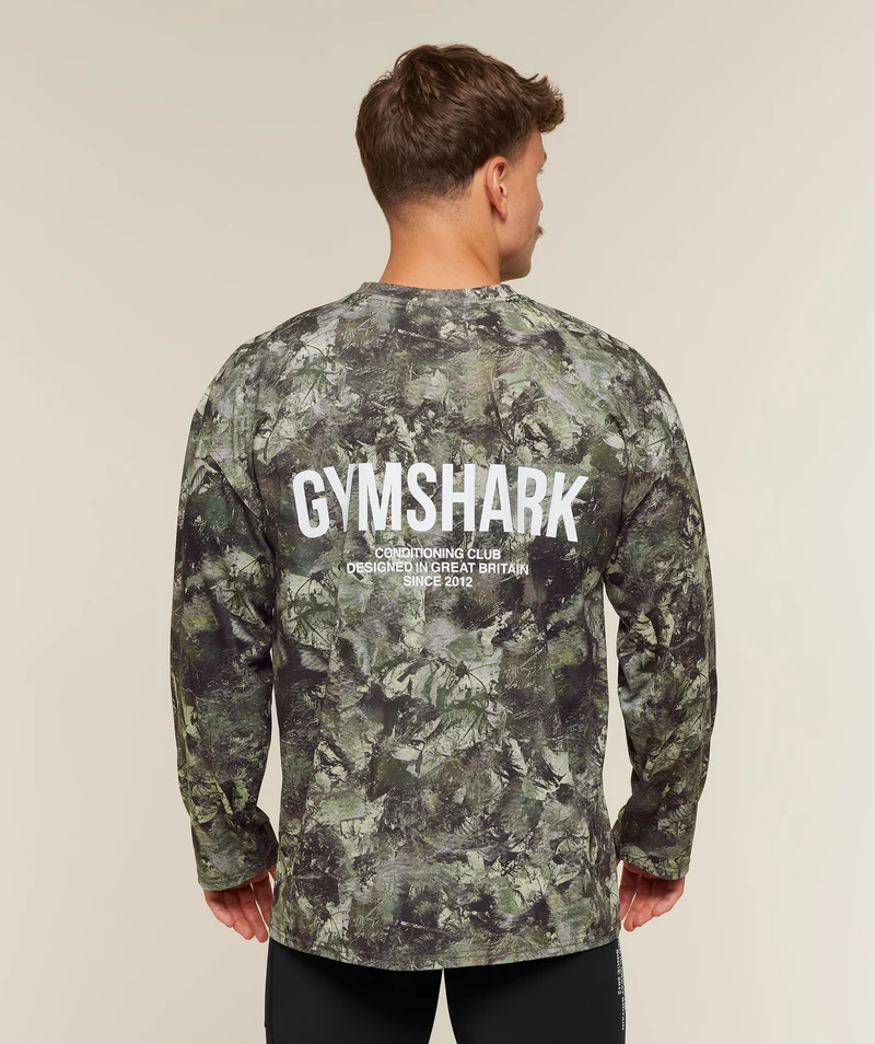 Gymshark Conditioning Club Washed Long Sleeve T-Shirt - Chalk Beige/White/Wash