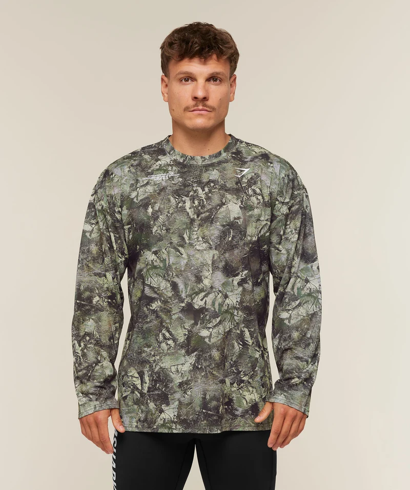 Gymshark Conditioning Club Washed Long Sleeve T-Shirt - Chalk Beige/White/Wash
