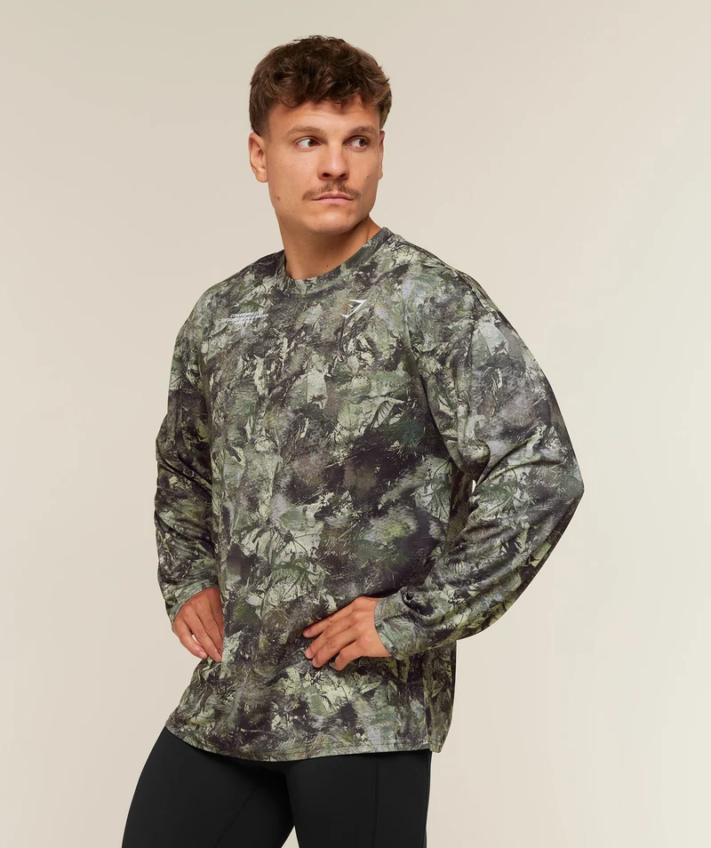 Gymshark Conditioning Club Washed Long Sleeve T-Shirt - Chalk Beige/White/Wash
