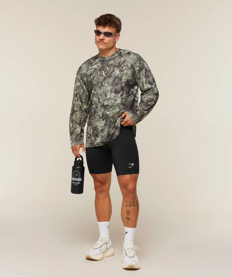 Gymshark Conditioning Club Washed Long Sleeve T-Shirt - Chalk Beige/White/Wash