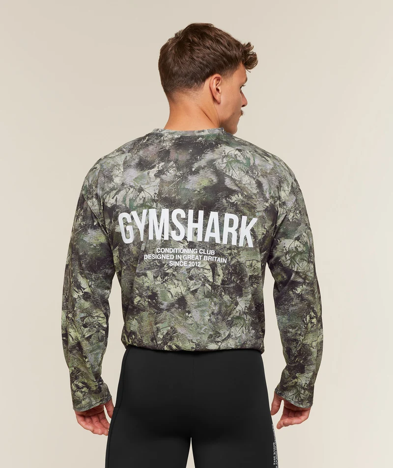Gymshark Conditioning Club Washed Long Sleeve T-Shirt - Chalk Beige/White/Wash