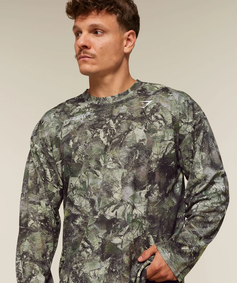 Gymshark Conditioning Club Washed Long Sleeve T-Shirt - Chalk Beige/White/Wash