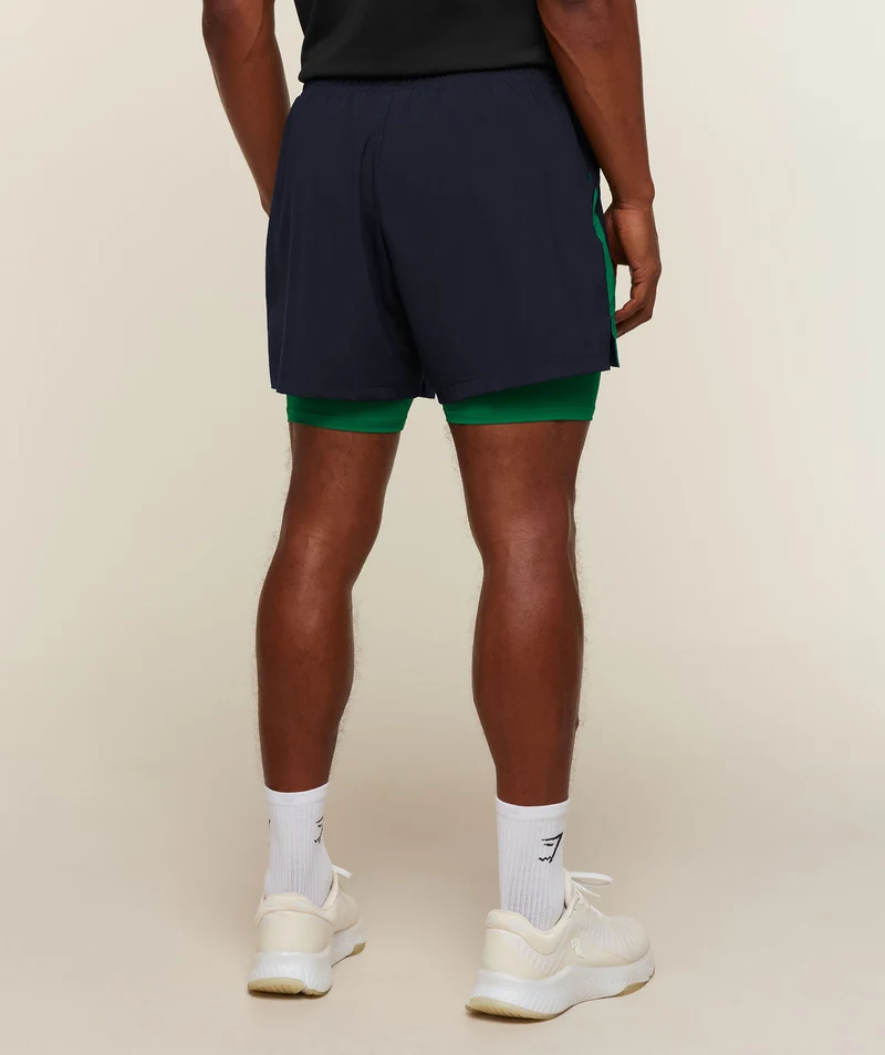 Gymshark Sport 5" 2-in-1 Shorts - Heavy Blue/Track Green
