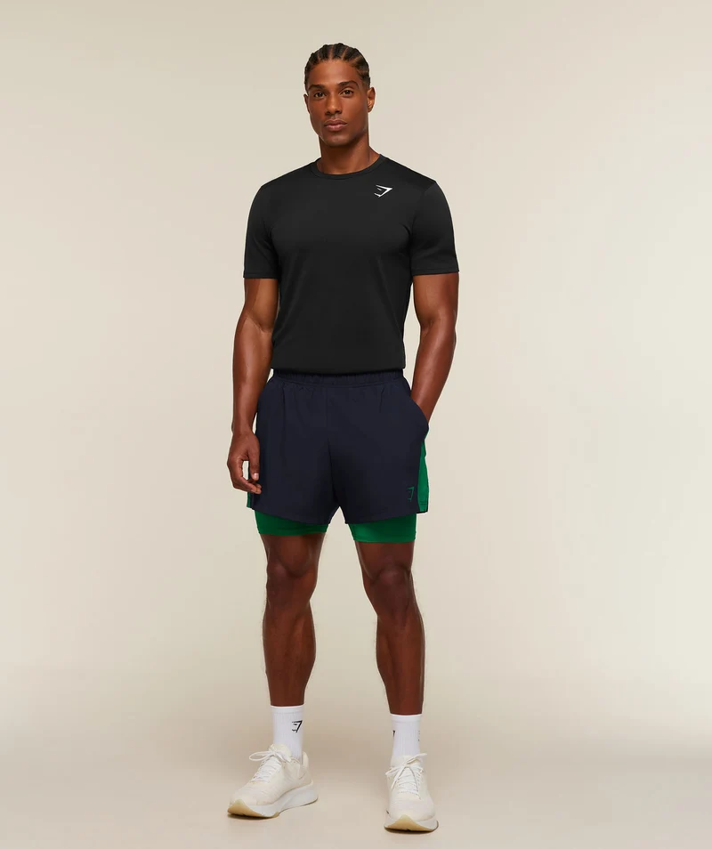Gymshark Sport 5" 2-in-1 Shorts - Heavy Blue/Track Green