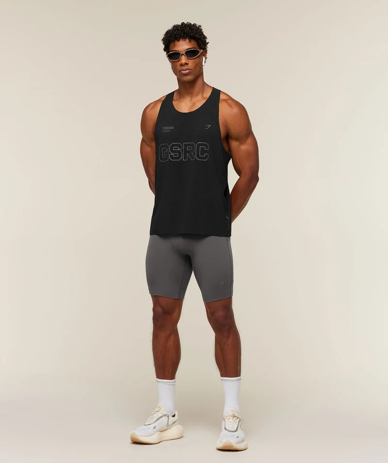 Gymshark Running Elite 7 Pocket Half Tights - Onyx Grey