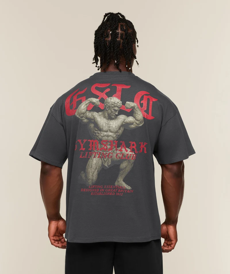 Gymshark Lifting Statue Graphic T-Shirt - Onyx Grey