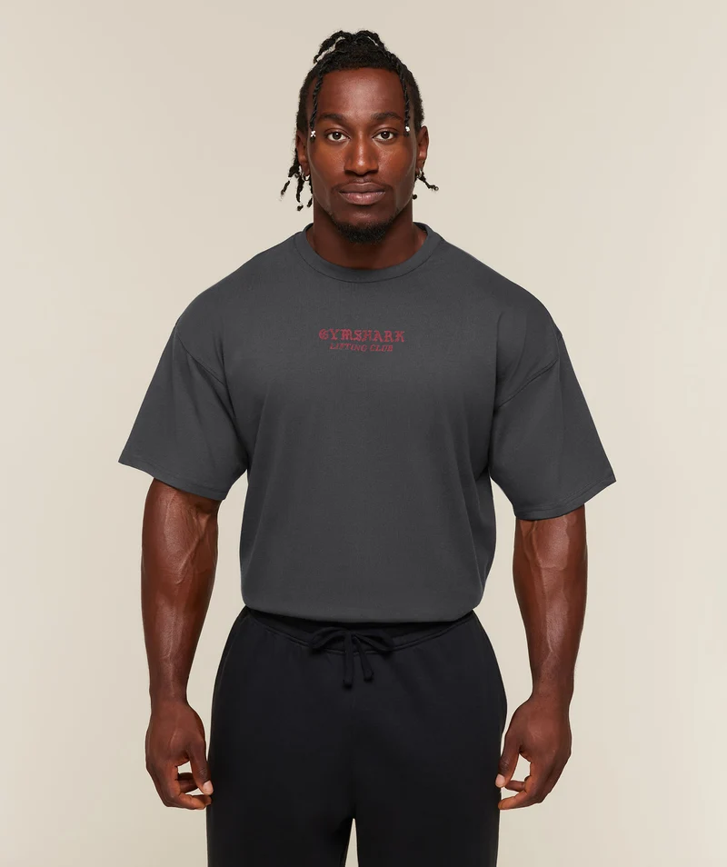 Gymshark Lifting Statue Graphic T-Shirt - Onyx Grey