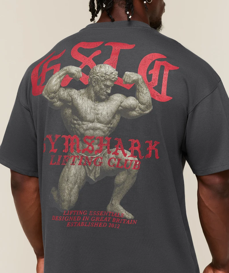 Gymshark Lifting Statue Graphic T-Shirt - Onyx Grey