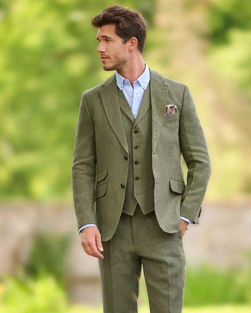 Herren Leinen Sakko "London" in oliv