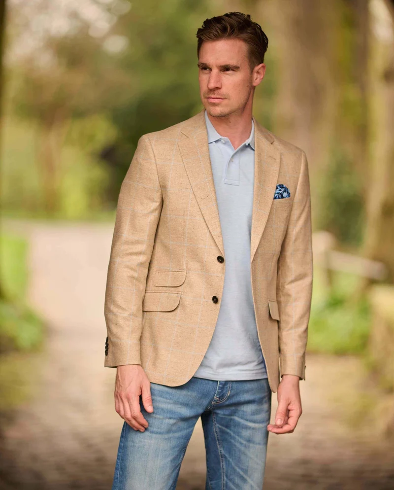 Sommersakko "London" aus Seide im beige check