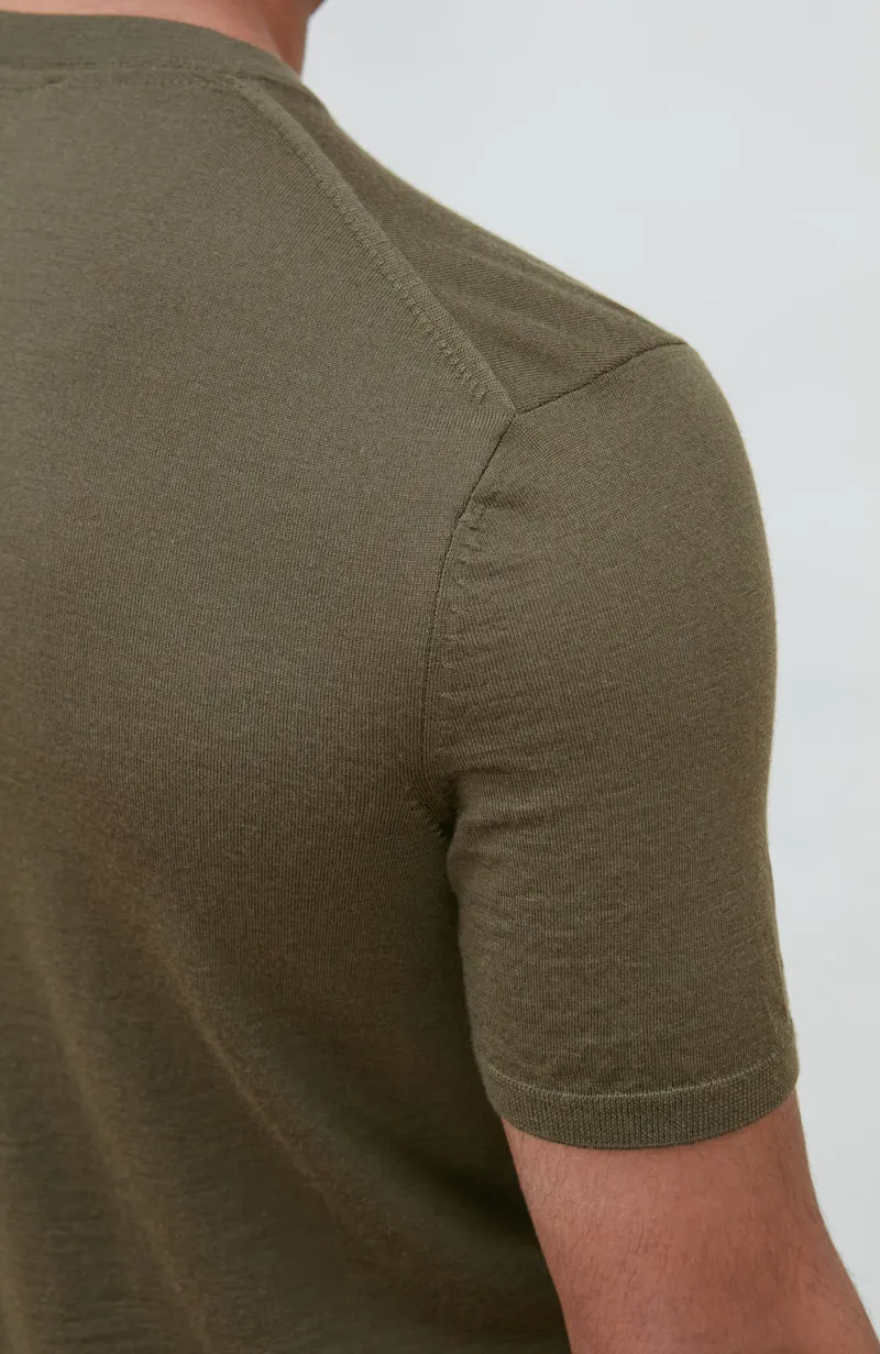 Mens Superfine Merino Wool Knitted T-Shirt