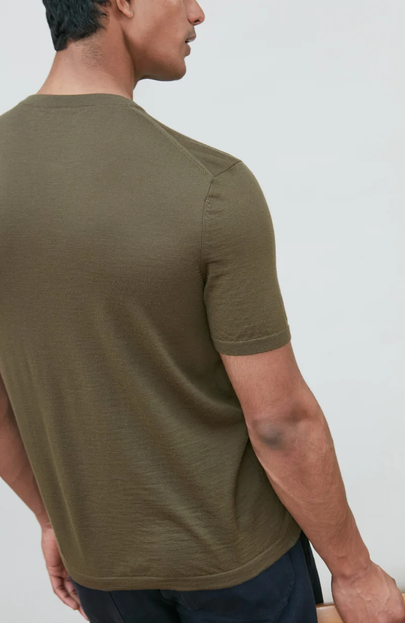 Mens Superfine Merino Wool Knitted T-Shirt