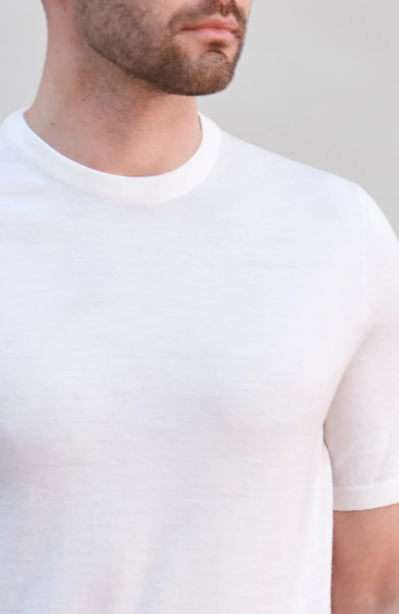 Mens Superfine Merino Wool Knitted T-Shirt