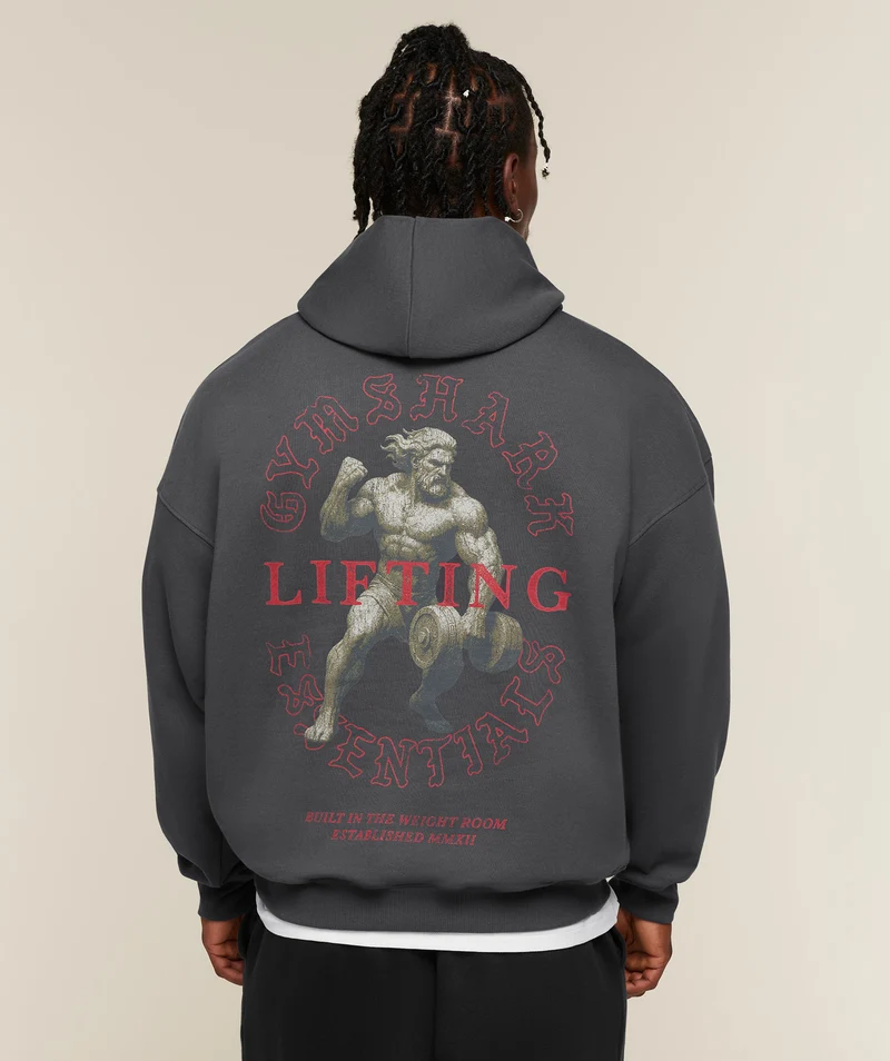 Gymshark Lifting Statue Graphic Hoodie - Onyx Grey