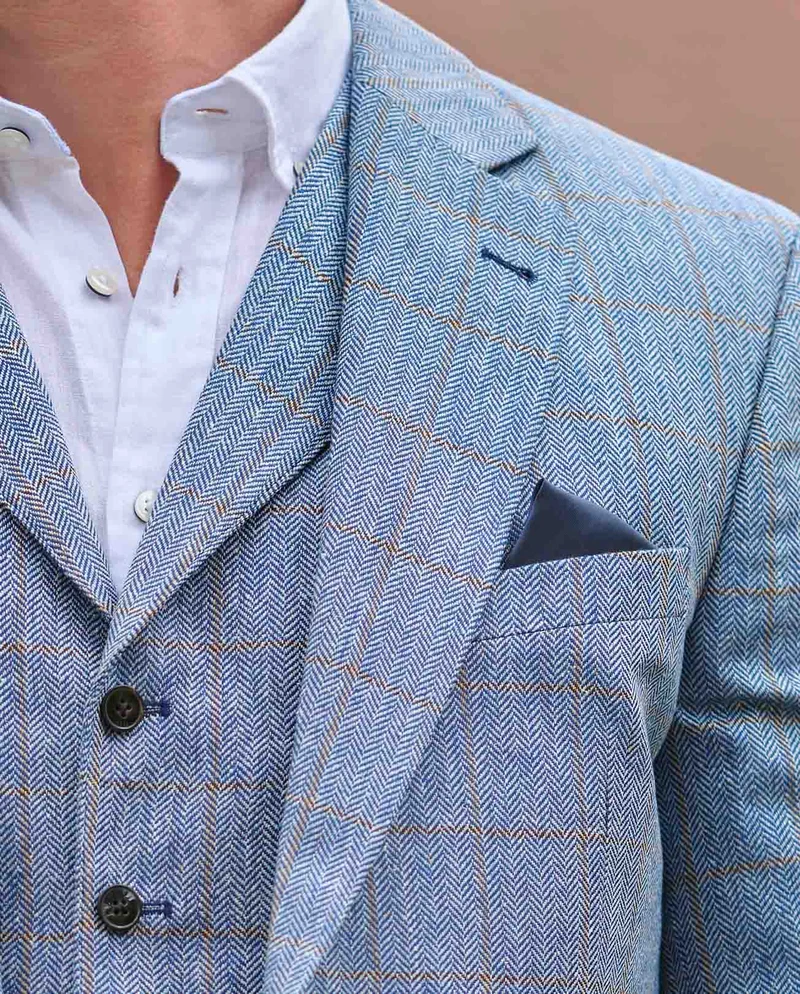Sommersakko "London" aus Seide in light blue check