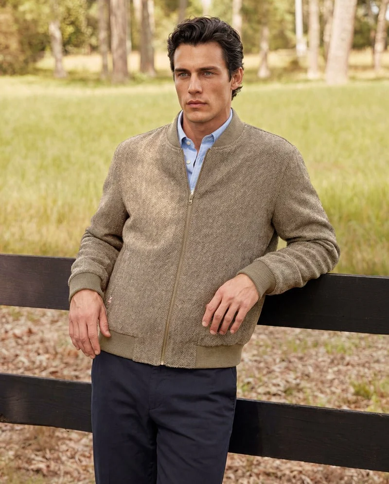 Lumber Herrenblouson – Woll-Kaschmir-Tweed in Hazel Herringbone
