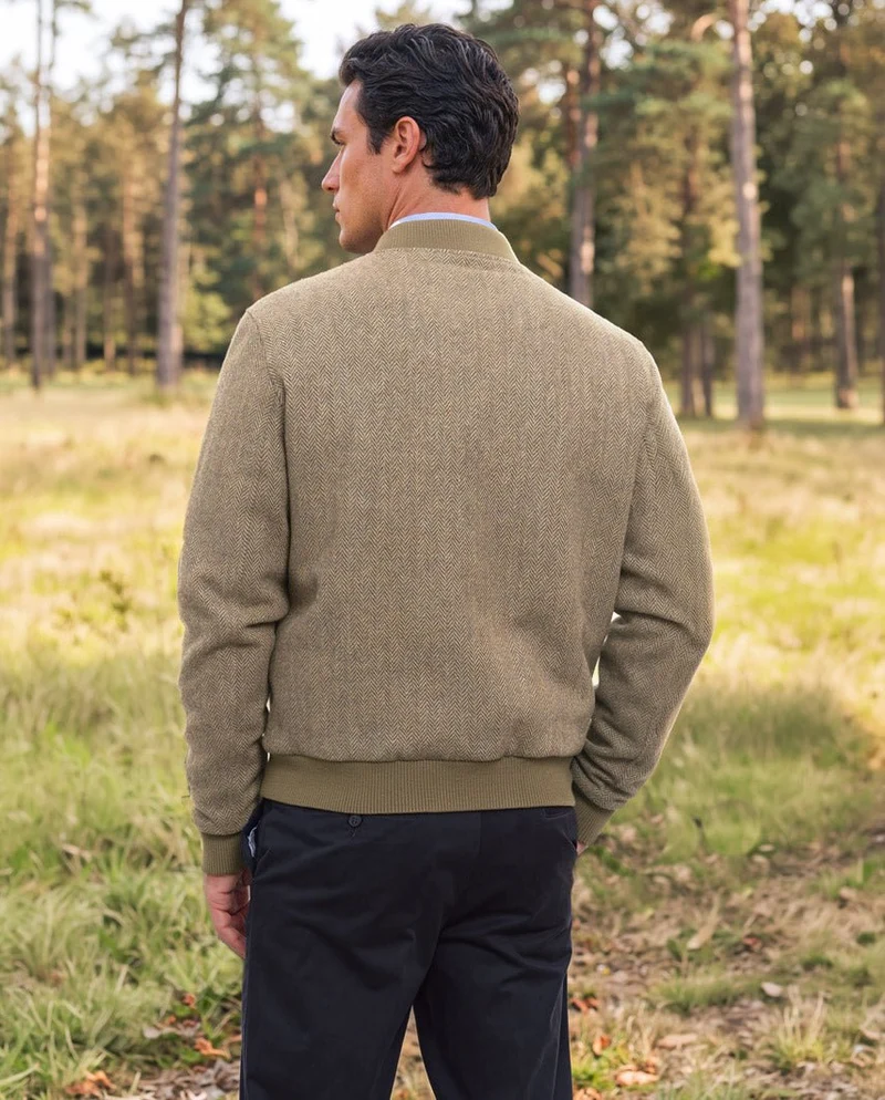 Lumber Herrenblouson – Woll-Kaschmir-Tweed in Hazel Herringbone