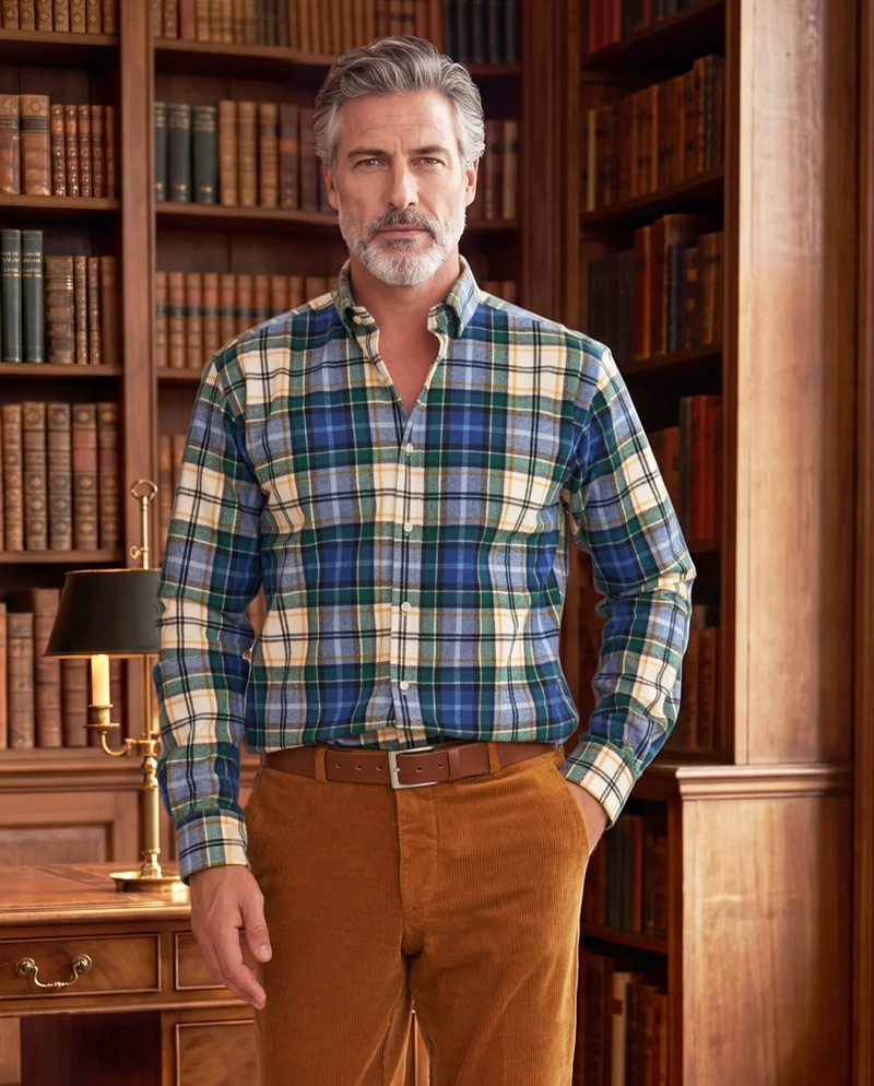 Herrenhemd "Steward" mit Button-Down-Kragen – flanell check
