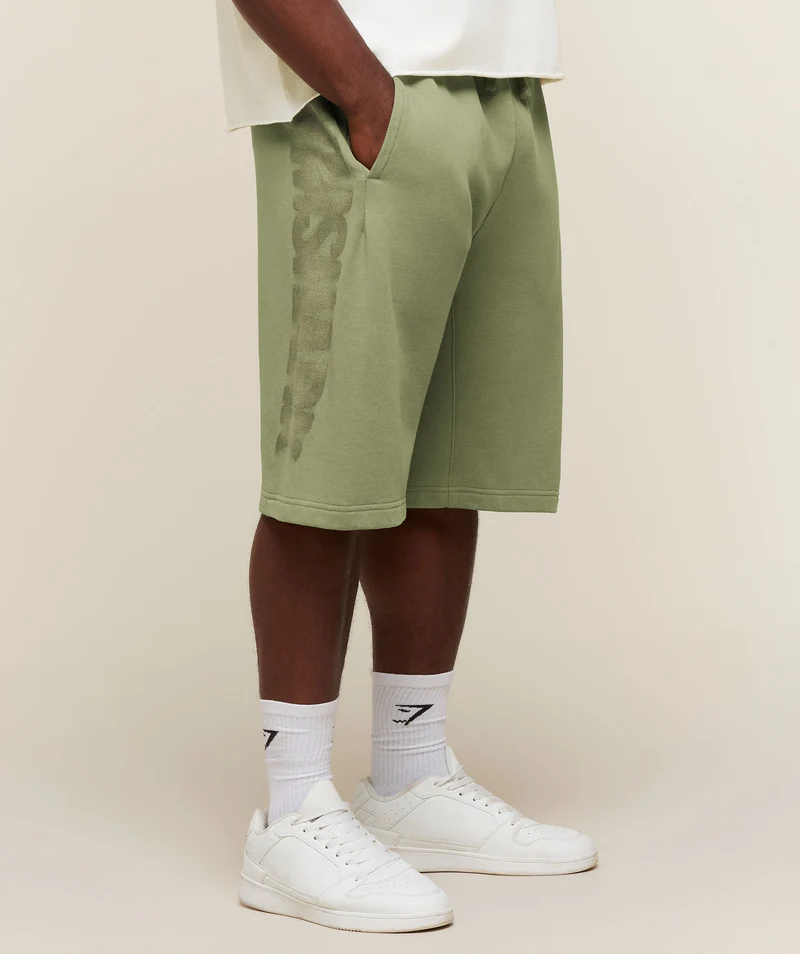 Gymshark Power Washed Longline Shorts - Grounded Green/Wash