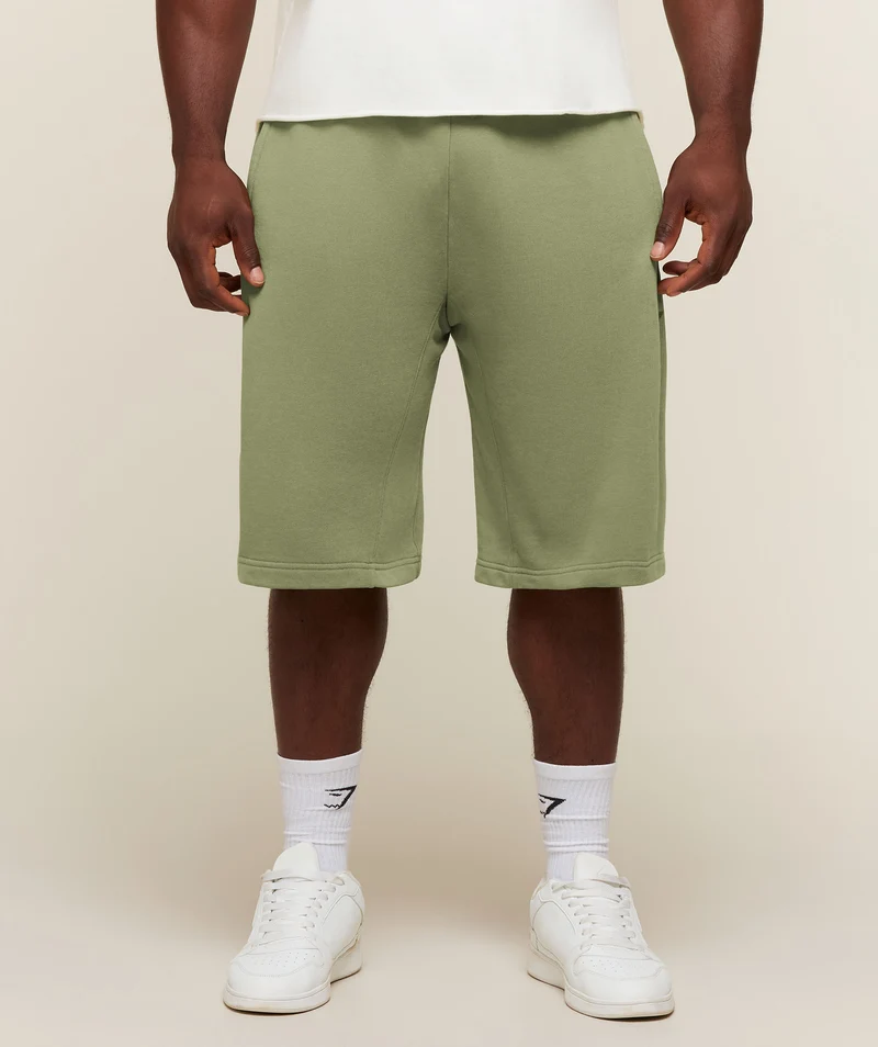 Gymshark Power Washed Longline Shorts - Grounded Green/Wash
