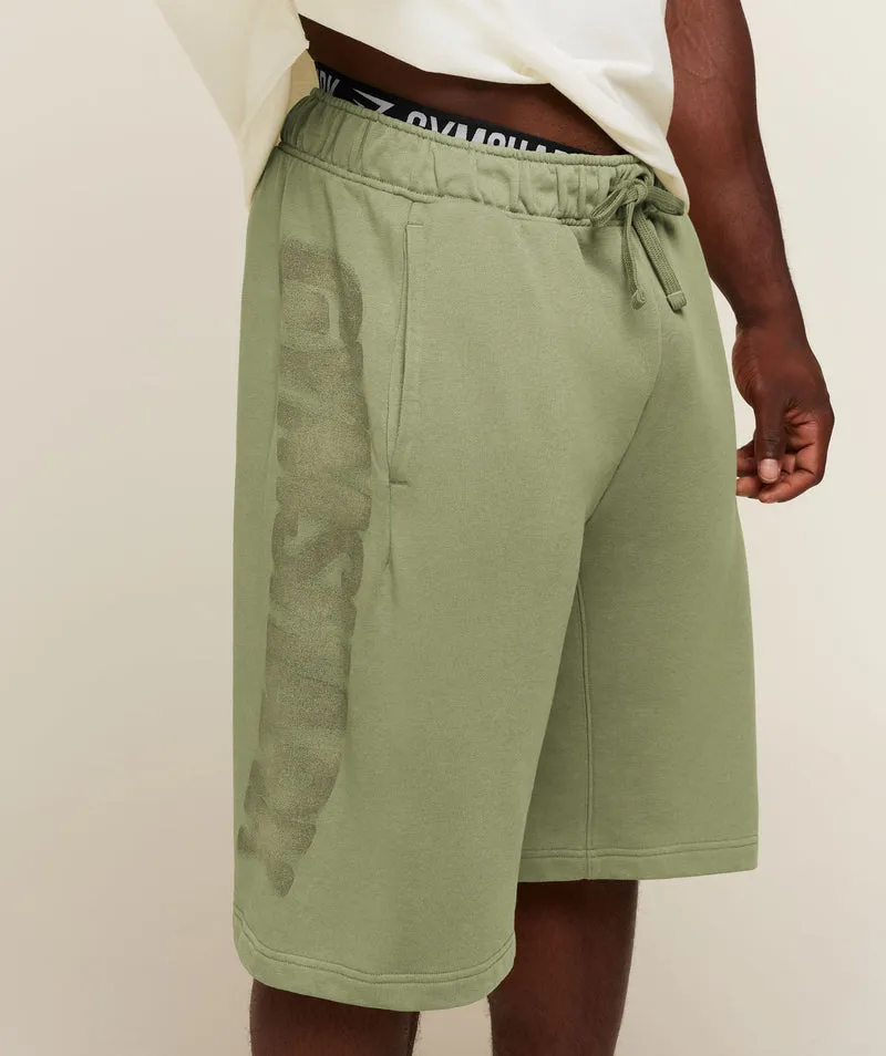 Gymshark Power Washed Longline Shorts - Grounded Green/Wash