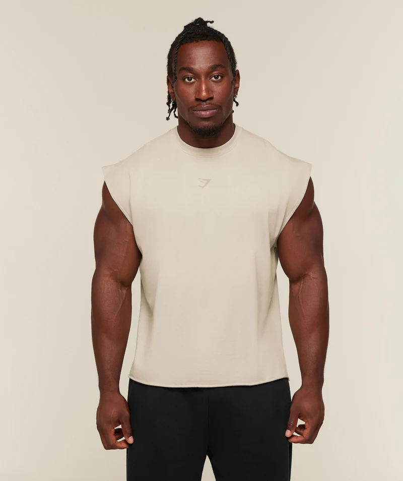 Gymshark Power Washed Cut off Tank - Chalk Beige/Wash