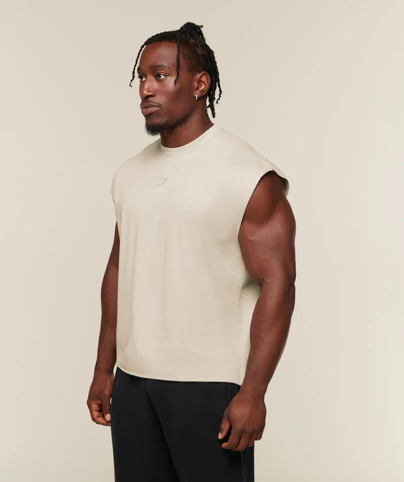Gymshark Power Washed Cut off Tank - Chalk Beige/Wash