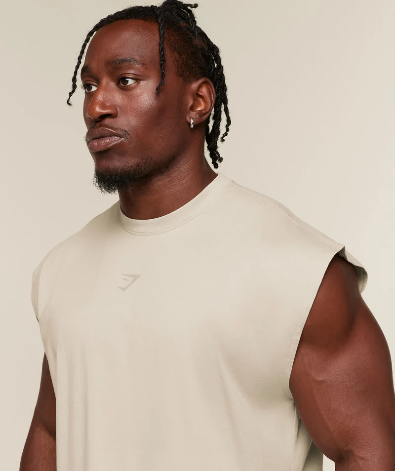 Gymshark Power Washed Cut off Tank - Chalk Beige/Wash