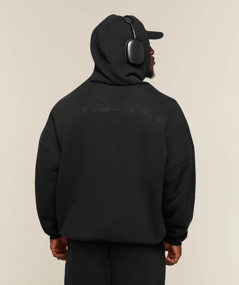 Gymshark Power Washed Oversized Full Zip Hoodie - Black