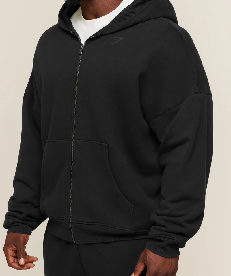 Gymshark Power Washed Oversized Full Zip Hoodie - Black
