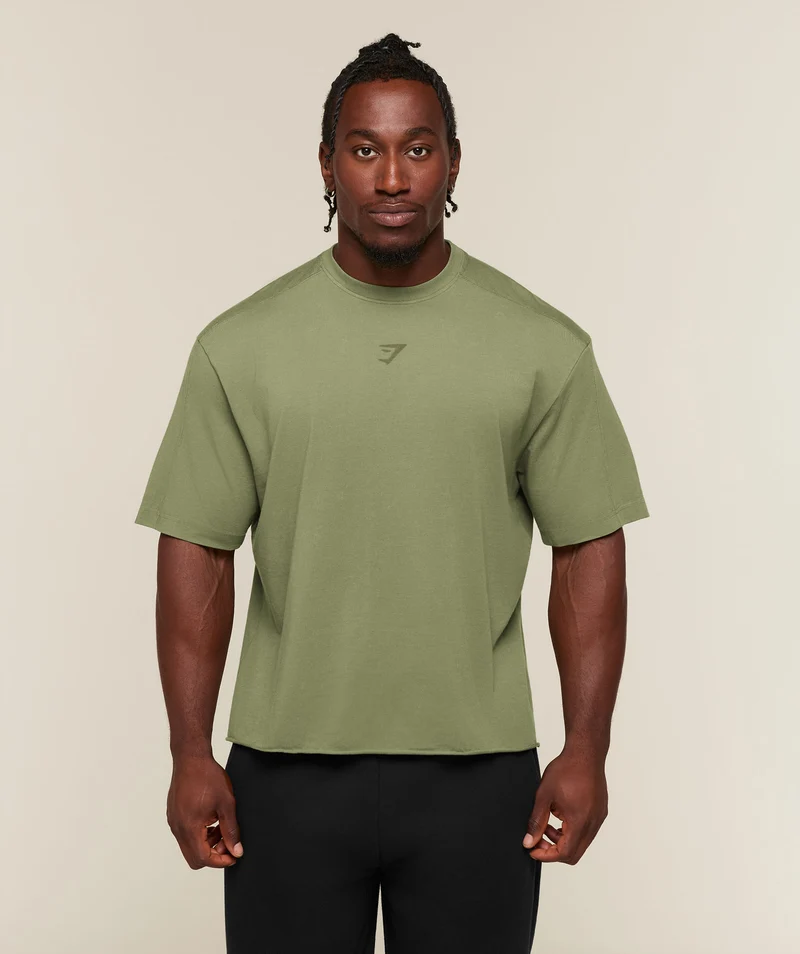 Gymshark Power Washed Oversized T-Shirt - Grounded Green/Wash