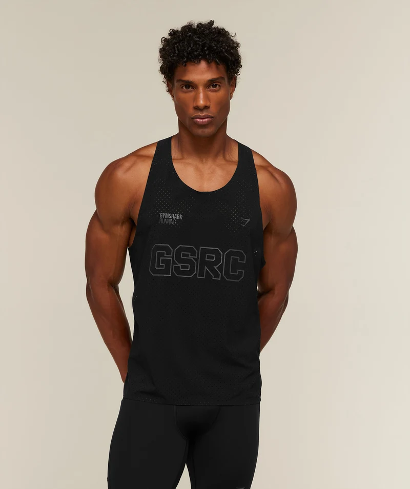 Gymshark Running Elite Boxy Race Vest - Black/Onyx Grey