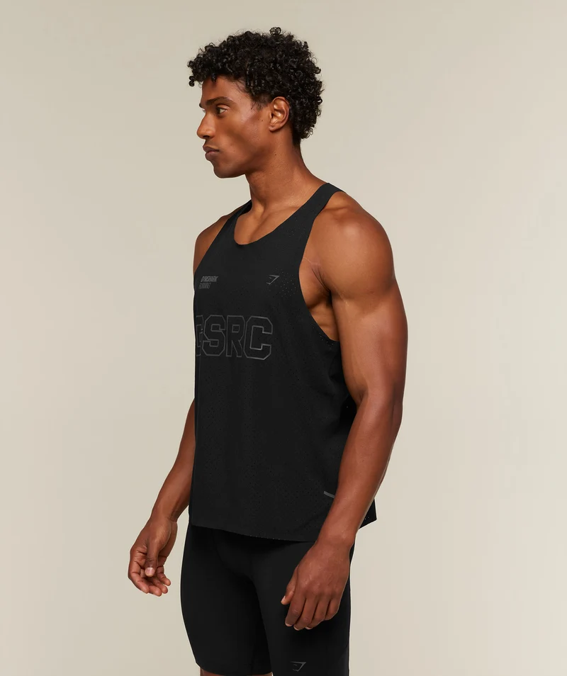 Gymshark Running Elite Boxy Race Vest - Black/Onyx Grey
