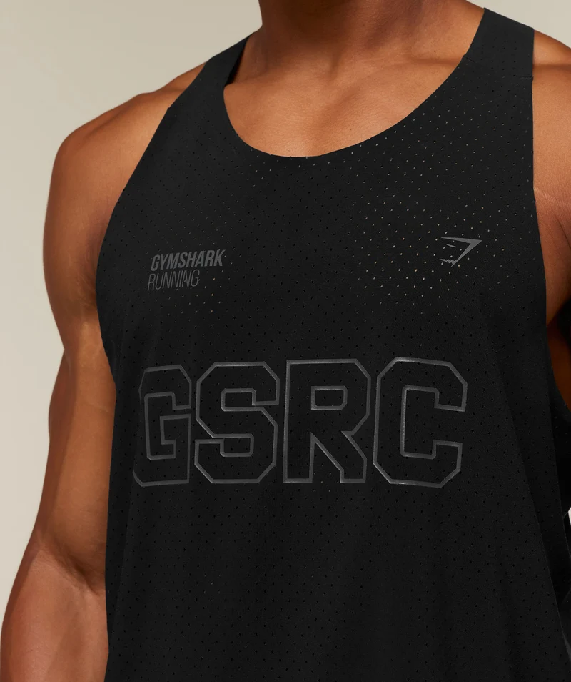 Gymshark Running Elite Boxy Race Vest - Black/Onyx Grey