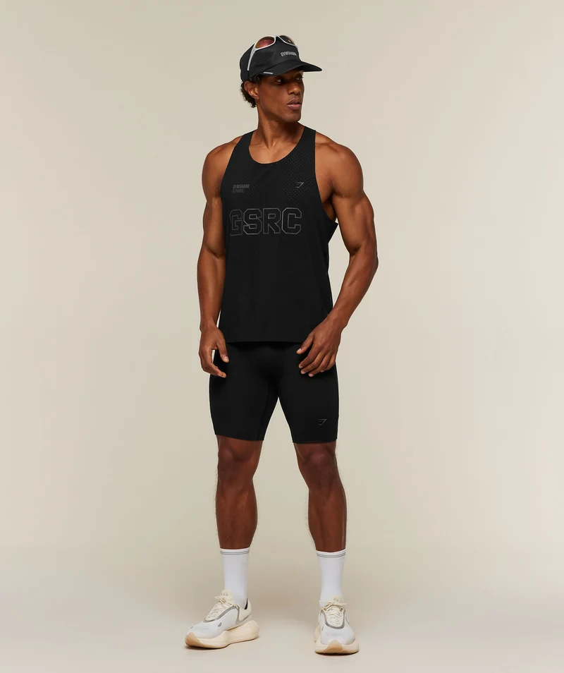 Gymshark Running Elite Boxy Race Vest - Black/Onyx Grey
