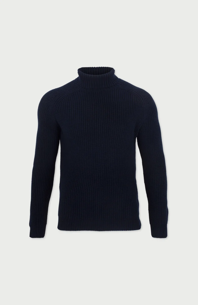 Rollkragenpullover aus 100 % Fischer-Rippstrick für Herren aus 100 % Baumwolle