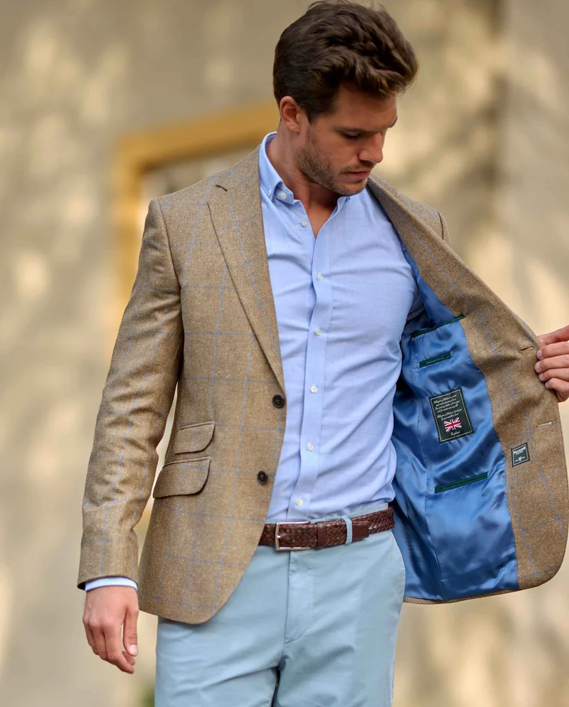 Sommersakko "London" aus Seide im beige check