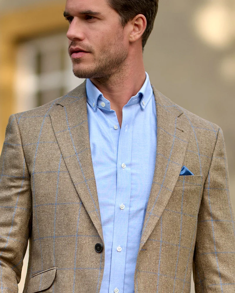 Sommersakko "London" aus Seide im beige check