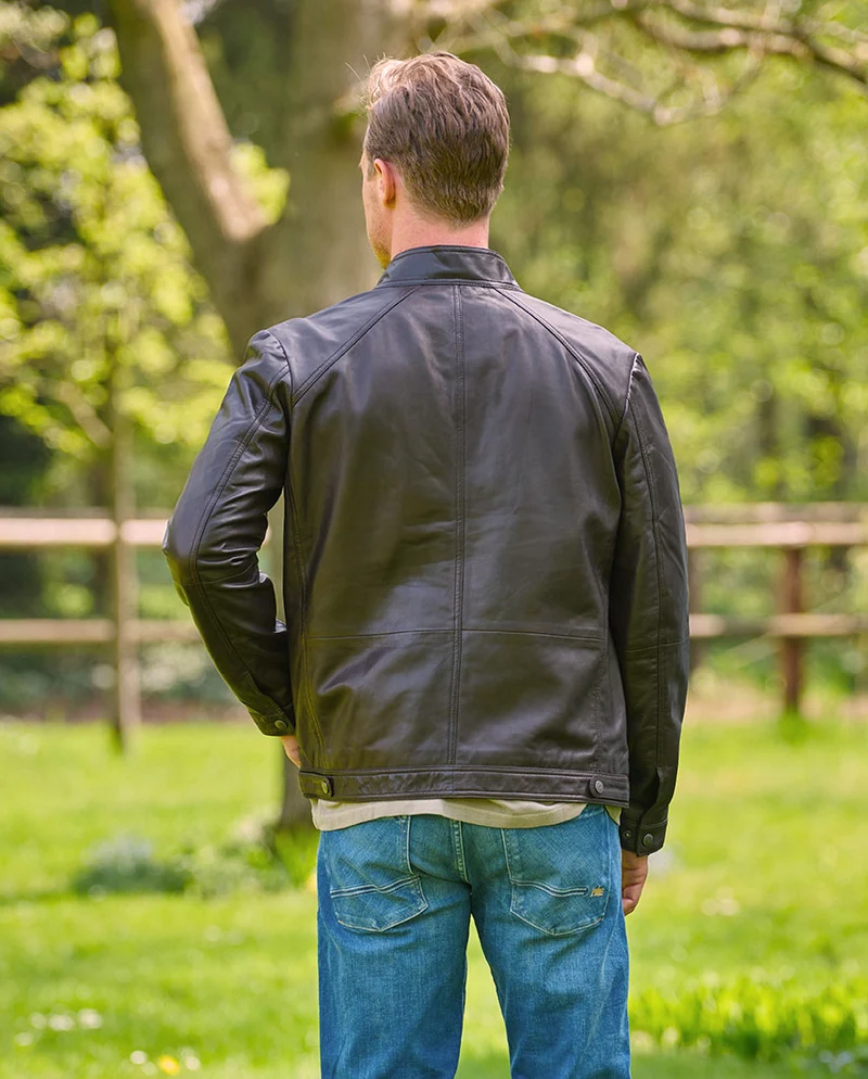 Biker Lederjacke "Brighton II" für Herren in dark brown