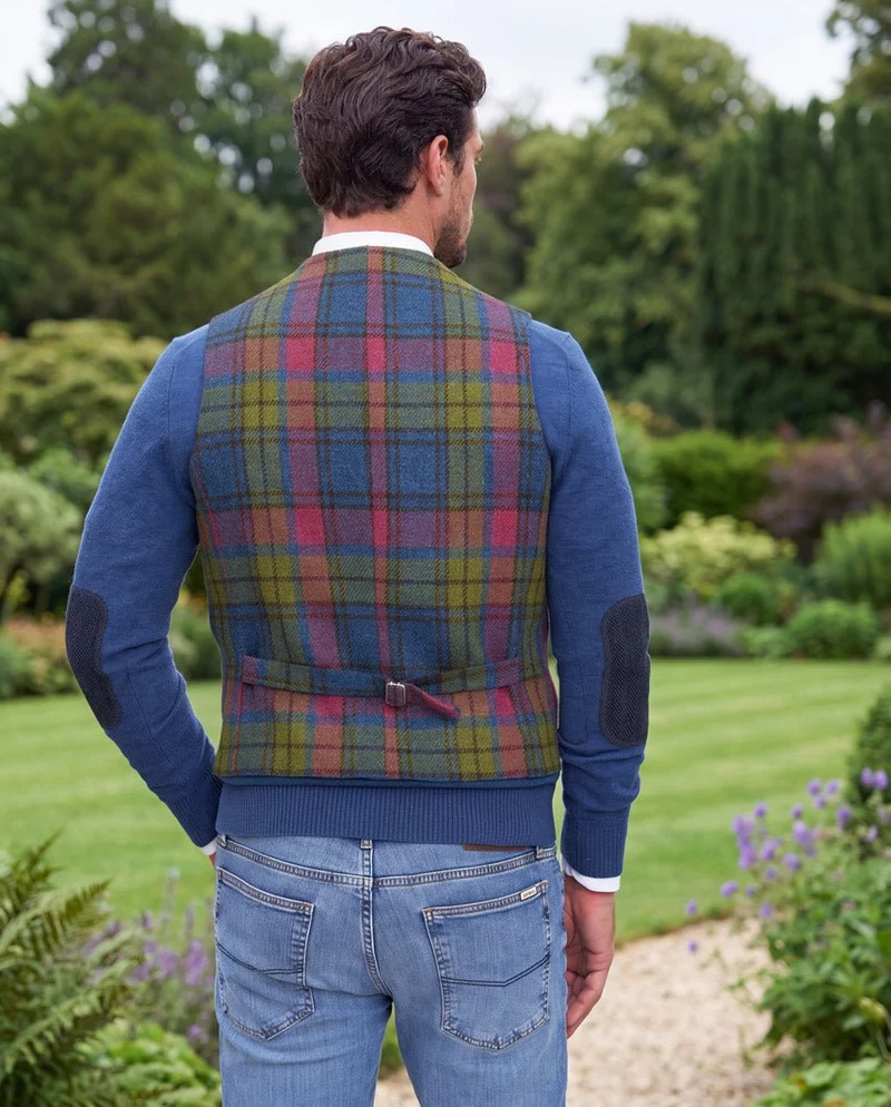 Harris Tweed Weste "Wales" in candy check